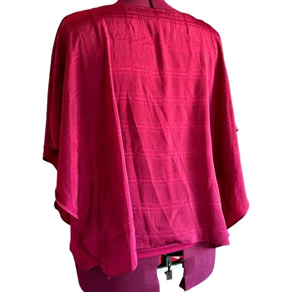 Apt 9 Silky Flowy Tie Front Burgundy Blouse - Picture 5 of 8